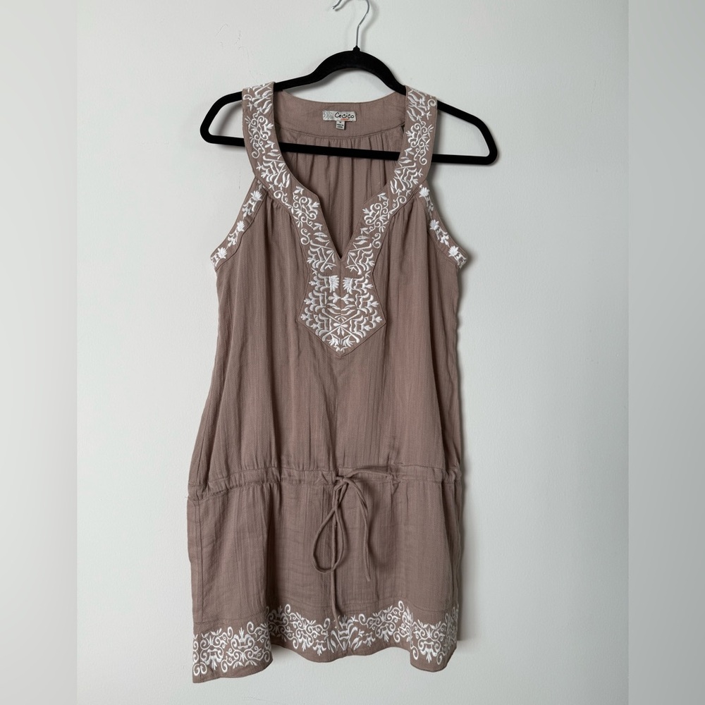 Vintage Y2K Anthropologie Cecico 100% Cotton Boho Embroidered Dress